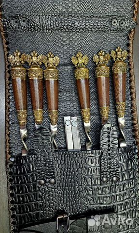 Набор шампуров в кожаном чехле «Герб» купить с доставкой Набор шампуров в кожаном чехле «Герб»